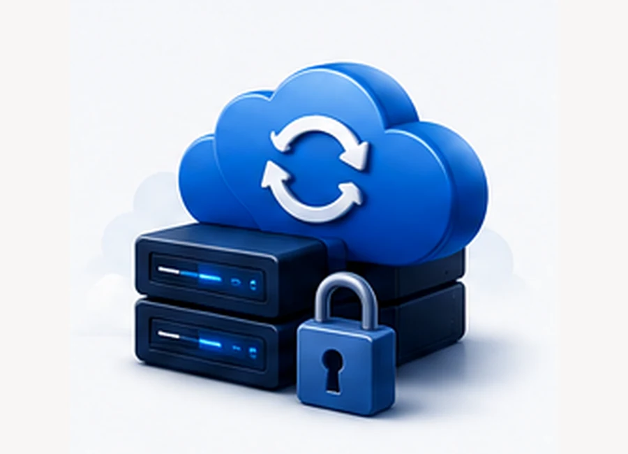 Backup em nuvem com servidores protegidos e recuperação automática de dados